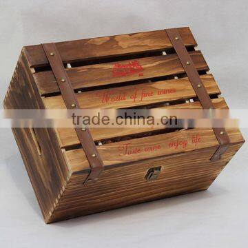 Europe vintage wooden six bottles wine storage box for sale