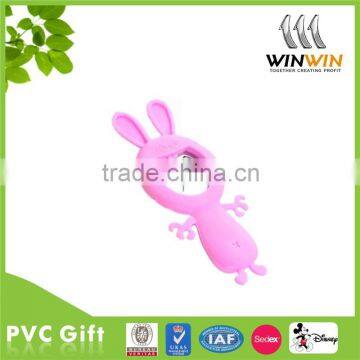 3D rubber pvc rabbit shape magnet bottle opener, animal design pvc beer opener