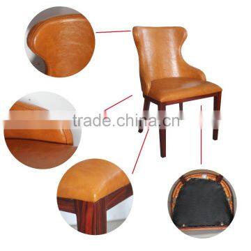 Modern High Back Heavy Duty Metal Leather Dining Room Chairs Wood Furniture photo-5