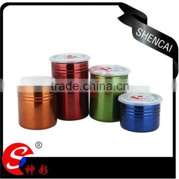 colorful stainless steel kitchen sealed canister/ tea coffee sugar jar canister/ storage canister