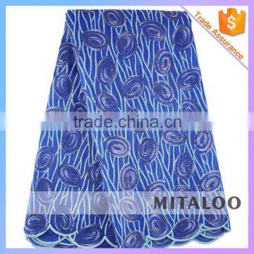 Mitaloo Latest Design Organza Fabric Wholesale Price Royal Blue Organza Lace MOG0187