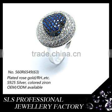 Shengleishi jewelry wholesale Turkish trendy jewelry white gold plated heart shaped natural blue sapphire ring