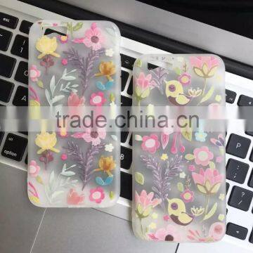 TPU Scrub Korea Fresh Wind Flowers Case for iPhone