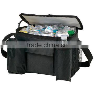 600D polyester 12 can insulated cooler bag with bottle pockets