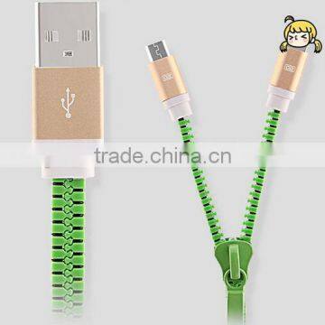 charging and data sync zipper usb cable 2 in 1 for iphone, for samsung
