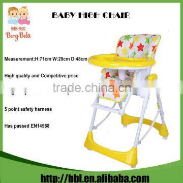 EN14988 Approved Eco-Friendly Foldable All Age Babies Recommended Plastic Feeding High Chair