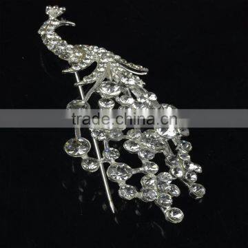 Peafowl Style Crystal Rhinestone Strass Brooch Pins, Peafowl Crystal Strass Brooch, Peafowl Crystal Jewel Strass Brooch photo-2
