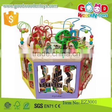 hot sale kindergarden activity play center OEM intelligent wooden beads toys EZ3001