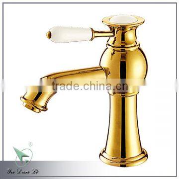 fashional style deck mounted single ceramic handle classic gold basin faucet W1035M