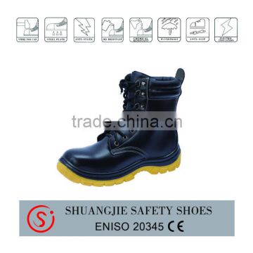 CE EN 20345 high neck leather black industrial security safety shoes for men 9883