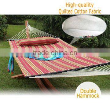 55" Hammock Quilted Fabric With Pillow 450LBS Double Size Spreader Bar