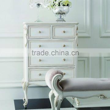 french style solid wood tall cabinet with 5 drawer