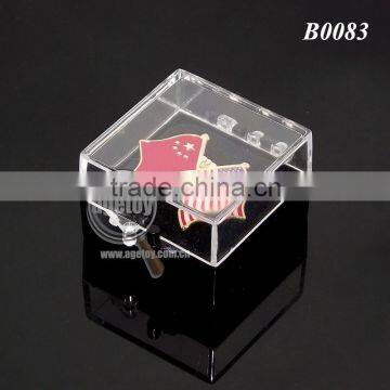 Acrylic Plastic Box Packing China And The United States National Flags Customized Enamel Metal Pin Badge