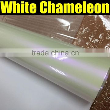 New arrive chameleon white vinyl film with 4 colors white to pink, white to purple, white to blue and white to gold.