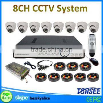 cctv surveillance dvr system security camera 8 channel,CMOS/Sony chip dome home use cctv camera system