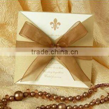 wedding invitation cards with silk ribbon