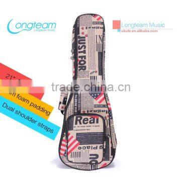 Fashion Flag Pattern Bag for ukulele,10mm padding gig bag for musical instrument