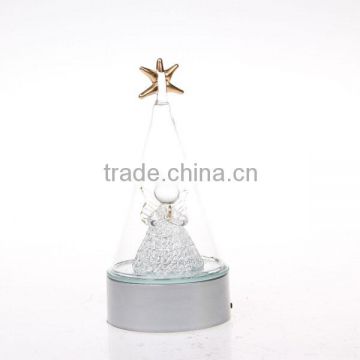 clear LED glass decoration with high plastic mirror base