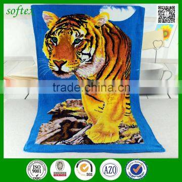 wholesale china factory 100% cotton custom printed tiger beach towel