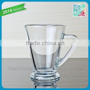 2016 hot sale glass mug V shape transparent glass mug wholesale glass mug with thick bottom