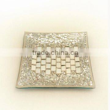 Mosaic Silver Glass Square Charger Plate photo-3