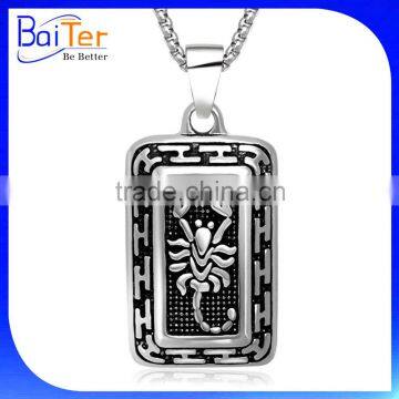 Custom Vintage Stainless Steel Mens Spider Shield Dog Tag Pendant Necklace Wholesale