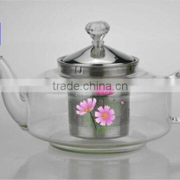 700ml borosilicate glass tea pot, clear tea glass pot with handle