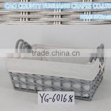 China factory wholesale cotton hamper picnic basket with metal handle