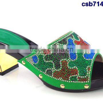 CSB7148 green New coming design Italian style hot selling quality shoes with stone on factory costy