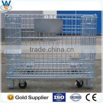 4 Layers Folding Steel Wire Mesh Display Storage Stacking Cage Container,Roll Container, roll cage, wire cage C-1