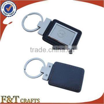 fasion square personalized leather keychains with laser engraved logo