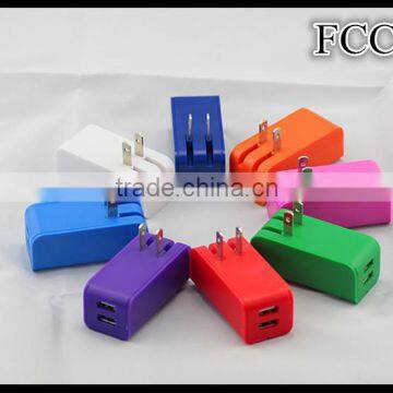 Rectangle shape dual usb wall charger2.1a with good quality for mobiles phone