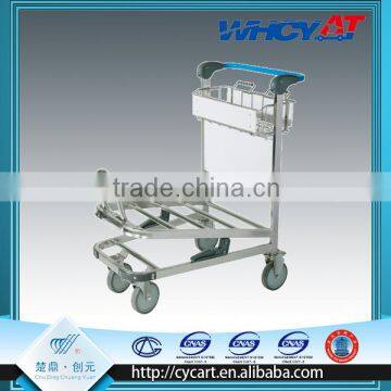 Double chassis stainless steel airport luggage trolley