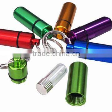 Colorful Aluminium Pocket Pill Box with Keychain
