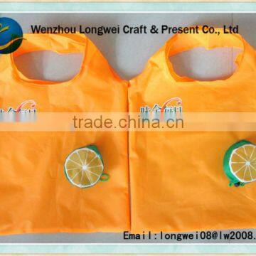 lemon shape custom polyester foldable shopping bags in orange