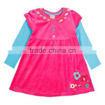 (H5622D) 18m-6y nova baby girls beautiful frocks floral embroidered antumn dress