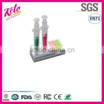 Syringe Shaped Highlighter Pen Set With Note