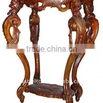 Luxury Wooden Character Head unique antique carved End Table