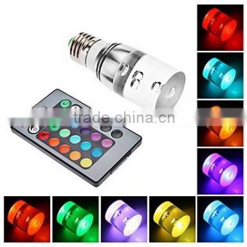 E27 3W RGB Light Remote Controlled LED Crystal Candle Bulb (85-265V)