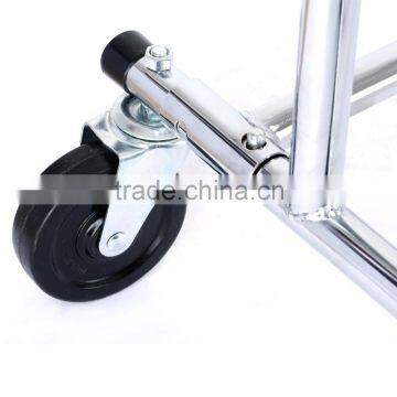 Adjustable Double Rail Rolling Garment Rack Clothing Rack Drying Rack Hanging Rack, Chrome Finish photo-3