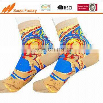 Women's 20N fashion fancy jacquard nylon socks, Rosso toe