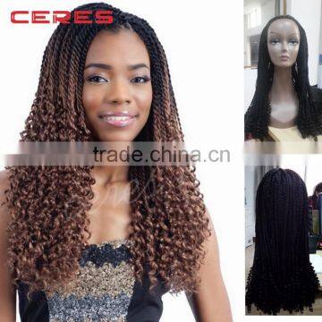 2016 new style factory price synthetic lace front crochet braid wig, havana mambo twist braid synthetic lace front wig