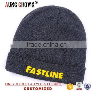 Fashion Dark Gray Custom Acylic Beanie Hat Knitted Hat photo-3