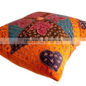 RTHCC-2 Floral Theme Kantha Patchwork Hot Selling Gujarati Embroidered Cushion Cover Home Decor Jaipur Manufacturer and Exporter photo-2