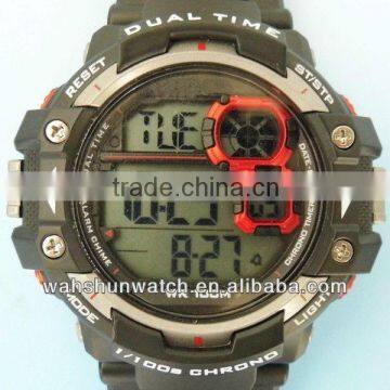 Cool Big Dual time GMT Plastic Case Digital Sport Watch Men