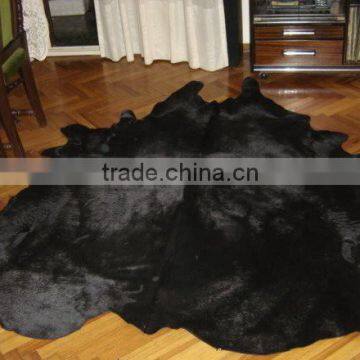 Full whole pcs black cowhide carpet