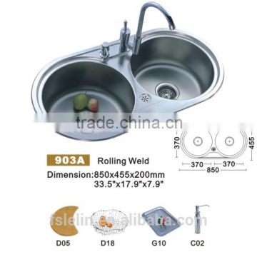 2014 LELIN double bowls stainless steel kichen sinks LL-903A