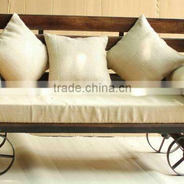 Industrial Sofa with Jute Upholstery