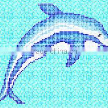 Swimming Pool Dolphin Pattern Glass Mosaic Tile Can customize