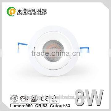 Durable 8w 13w 85Ra dimmable led recessed downlight